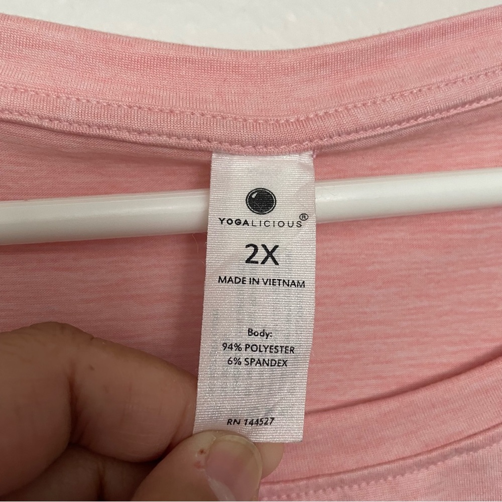YOGALICIOUS Twist Front Tank Top Women’s 2X Pink Crop Top Athleisure Activewear - Picture 2 of 5